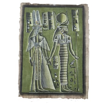 Papiro envejecido Isis y Nefertari